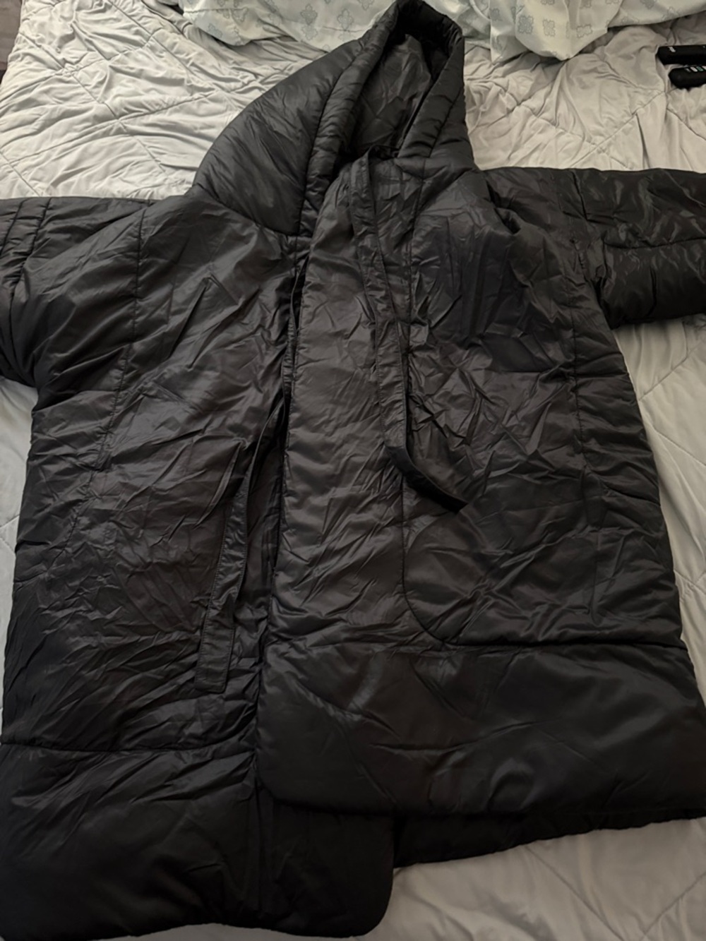 Norma Kamali Men's Black Hooded Quilted Puffer Coat